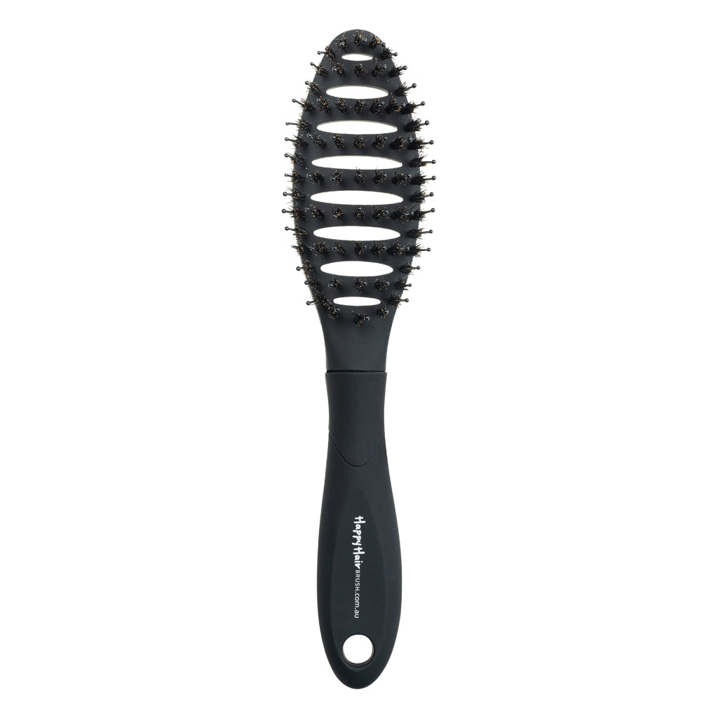 Detangling Black Mini Hair Travel Brush by Happy Hair Brush™ Happy